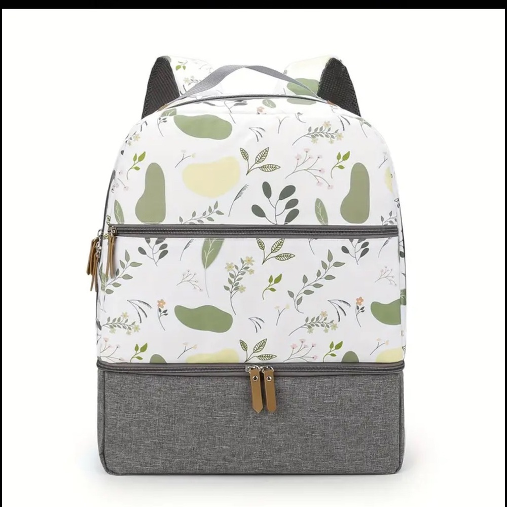 Floral Green and Gray Women's Backpack